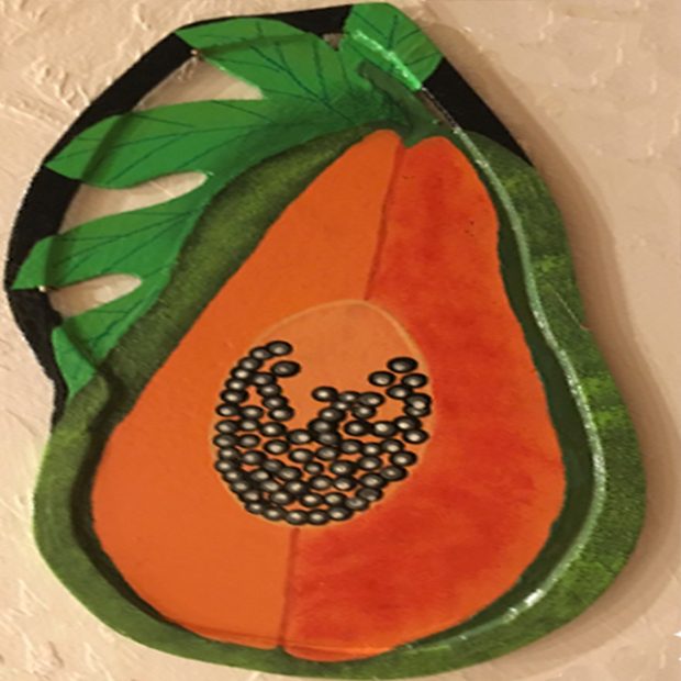 Papaya art, painted and grown